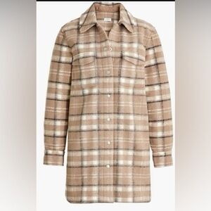 J Crew Brown Plaid Long Line Shirt Jacket Size M